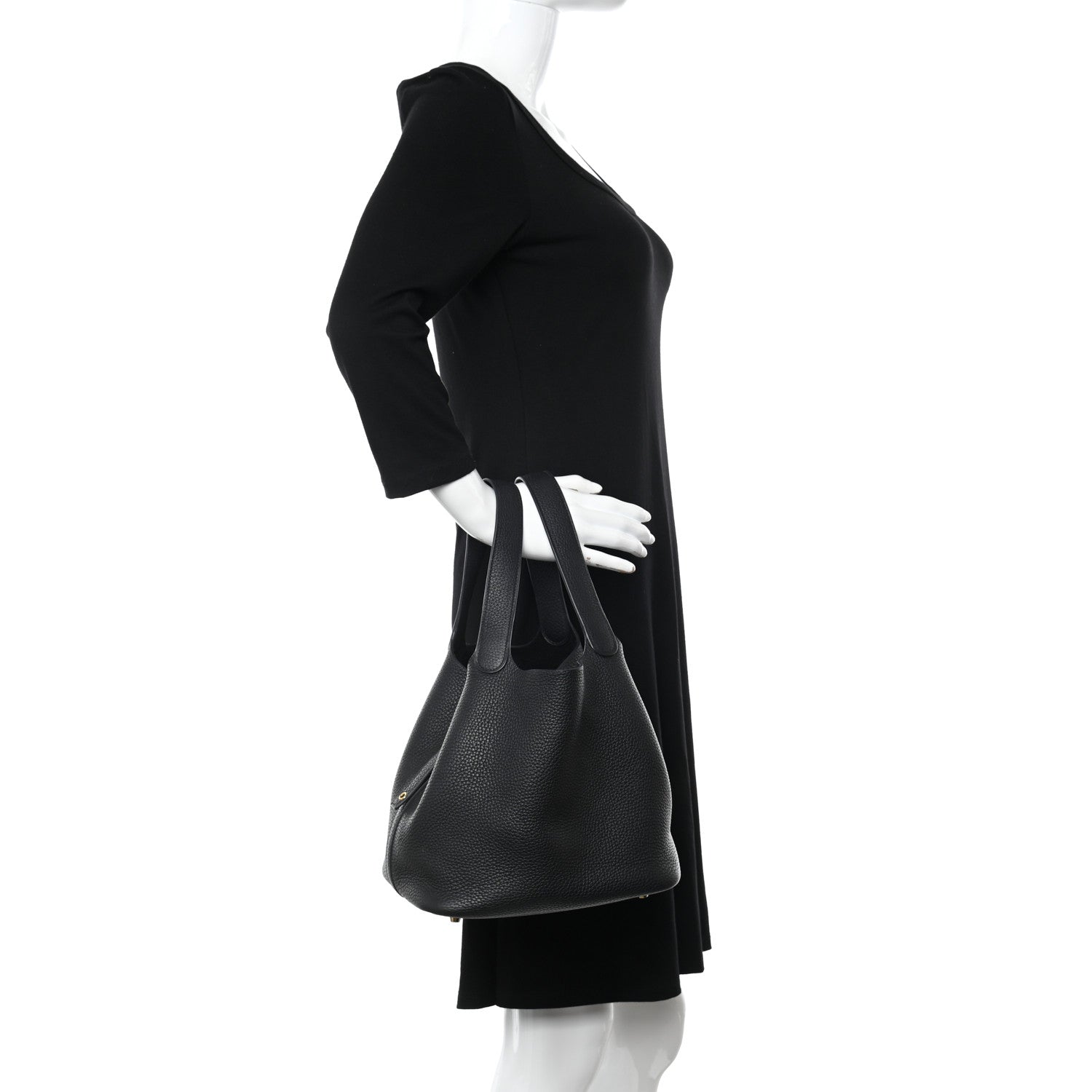 Hermes Taurillon Clemence Picotin Lock 22 MM Black 2 of 14