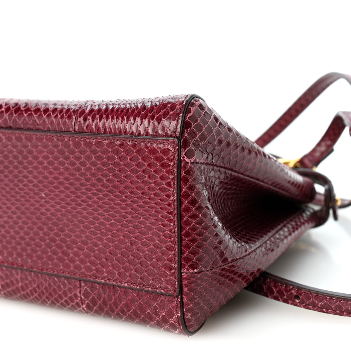 Snakeskin Shiny Nappa Mini Peekaboo Iconic Satchel Red