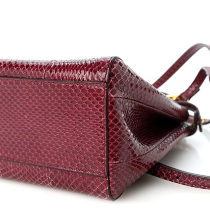 Fendi Snakeskin Shiny Nappa Mini Peekaboo Iconic Satchel Red 10 of 12