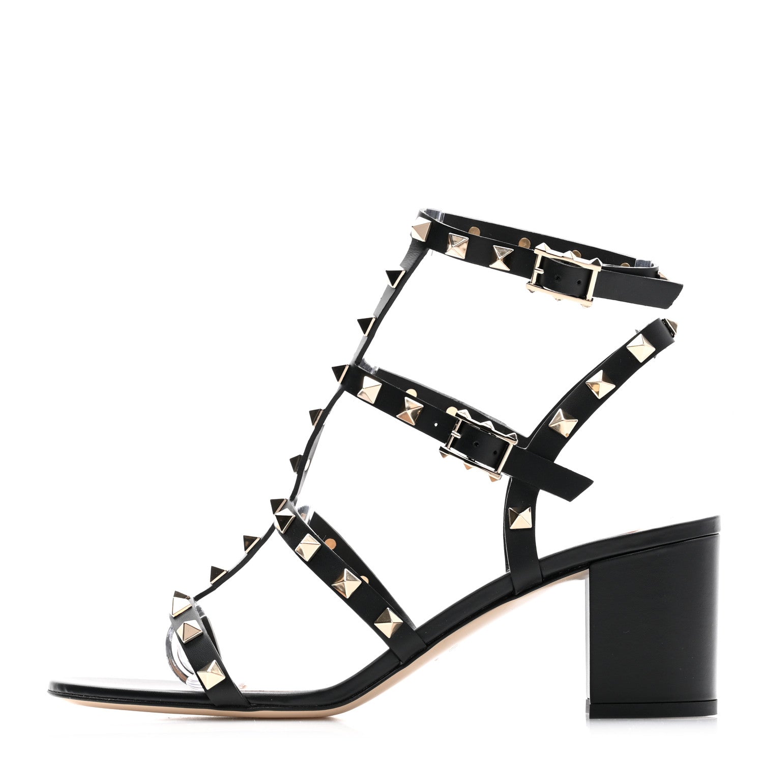 Valentino Garavani Calfskin Rockstud 60mm City Sandals 39.5 Black 1 of 8
