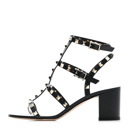 Valentino Garavani Calfskin Rockstud 60mm City Sandals 39.5 Black 1 of 8