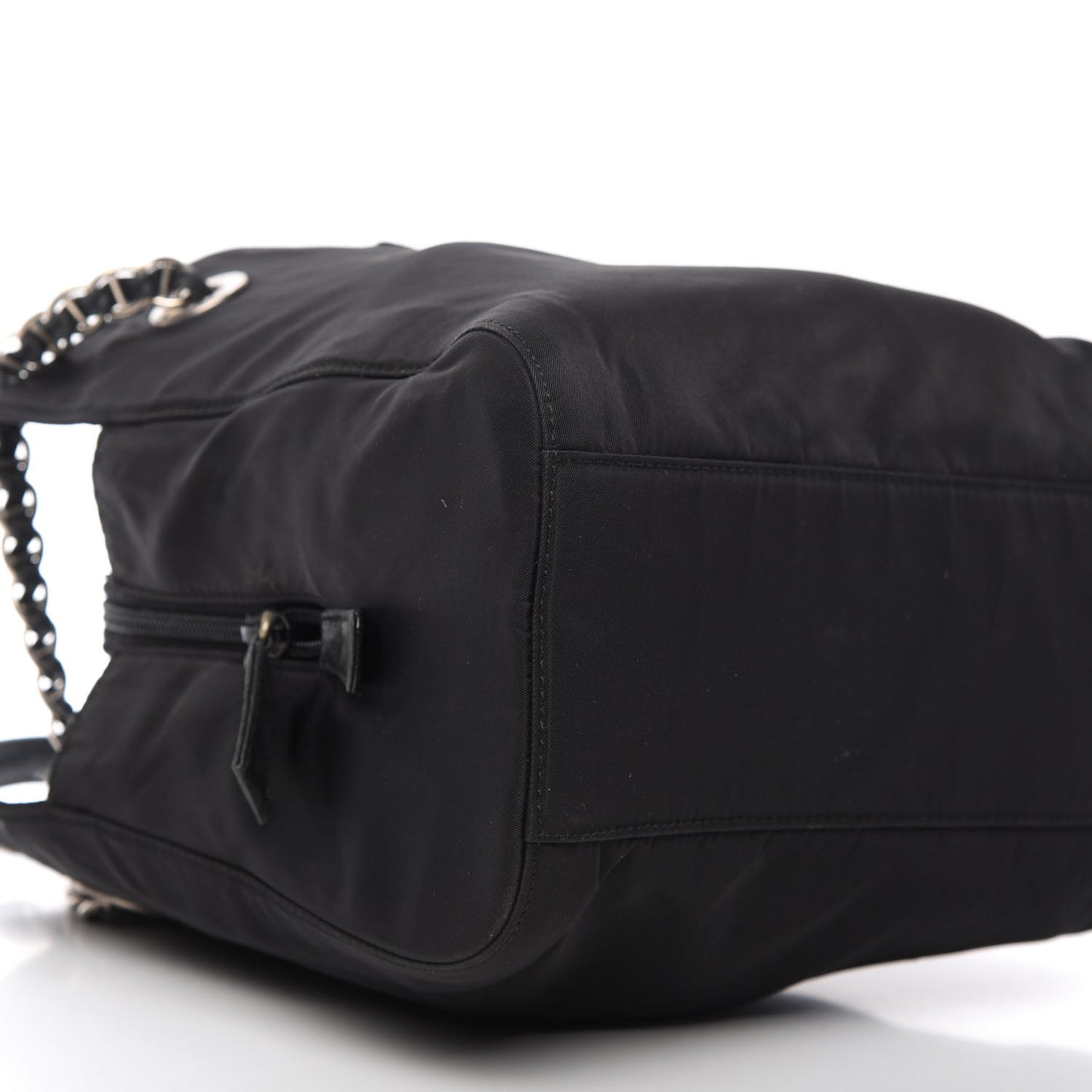 Tessuto Nylon Chain Shopping Tote Black