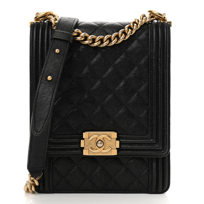 Chanel Caviar Quilted North South Boy Flap Black 1 of 9