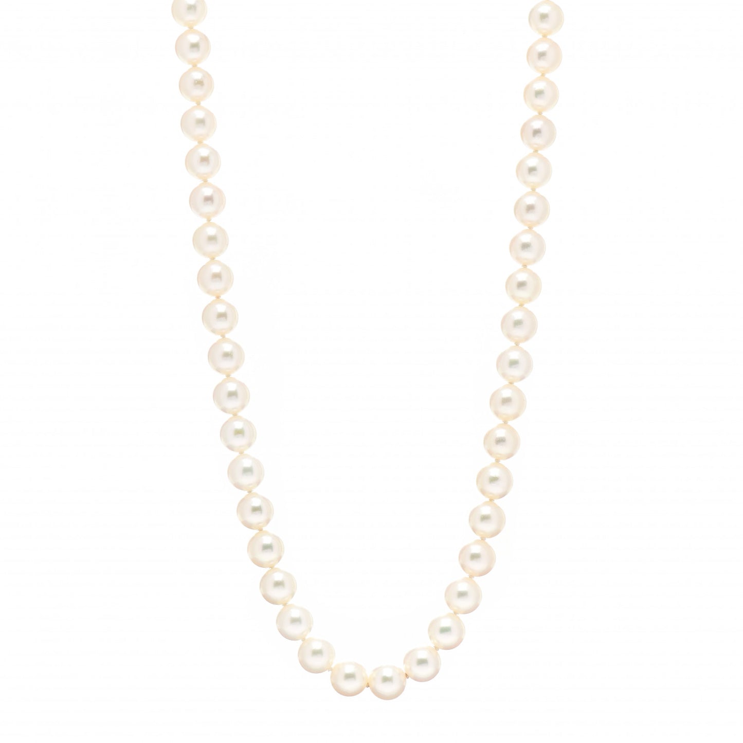 18K White Gold Akoya Pearl 8.5-9mm Strand Necklace 26"