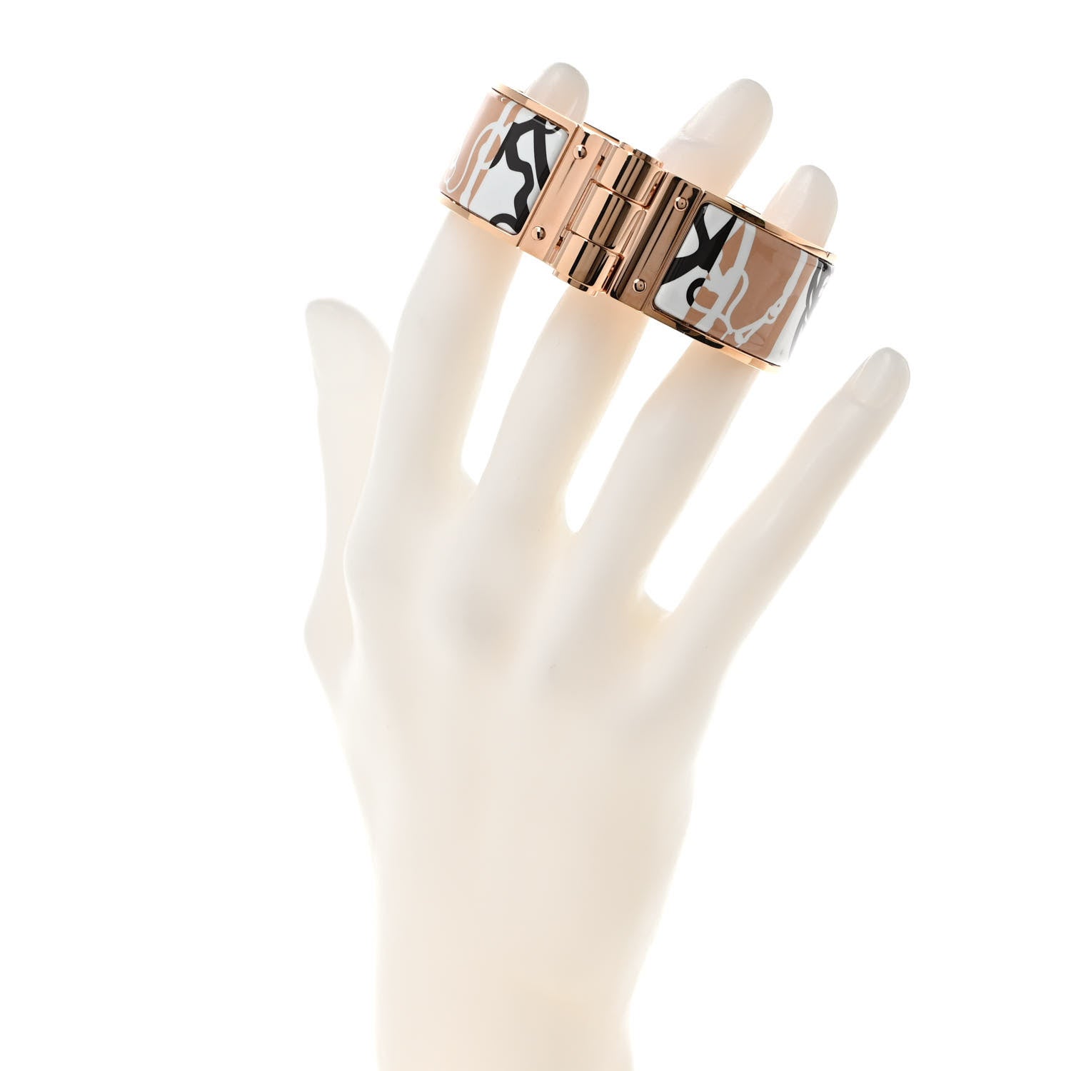 Hermes Enamel Printed Wide Hinged Bracelet M 2 of 4