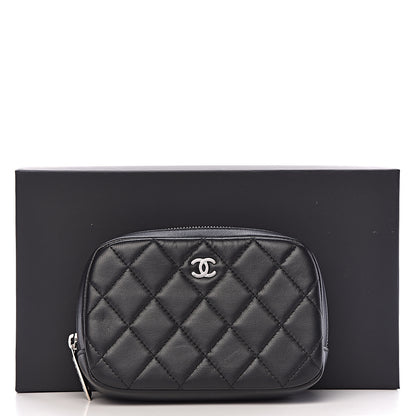 Chanel Lambskin Quilted Small Curvy Pouch Cosmetic Case Black 8 of 8
