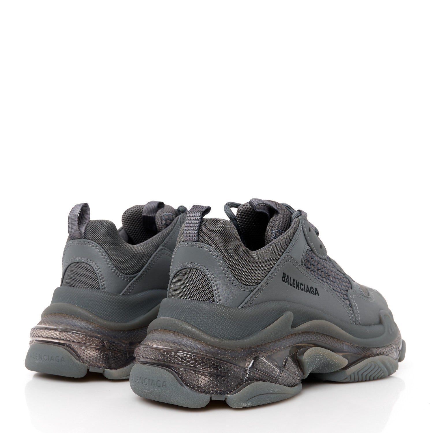 Balenciaga Fabric Mesh Clear Sole Womens Triple S Sneakers 40 Dark Grey 4 of 8