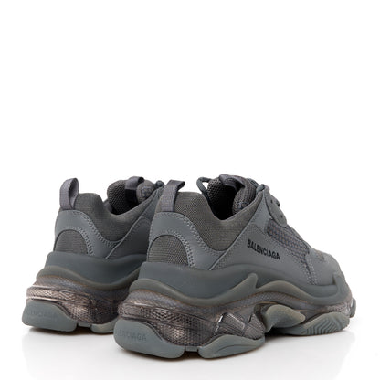 Balenciaga Fabric Mesh Clear Sole Womens Triple S Sneakers 40 Dark Grey 4 of 8