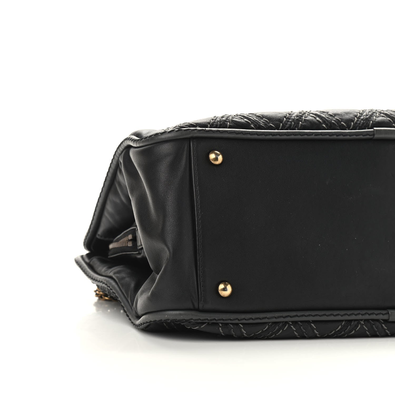 Chanel Calfskin Quilted Stitch Triptych Tote Black 9 of 14