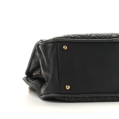 Chanel Calfskin Quilted Stitch Triptych Tote Black 9 of 14