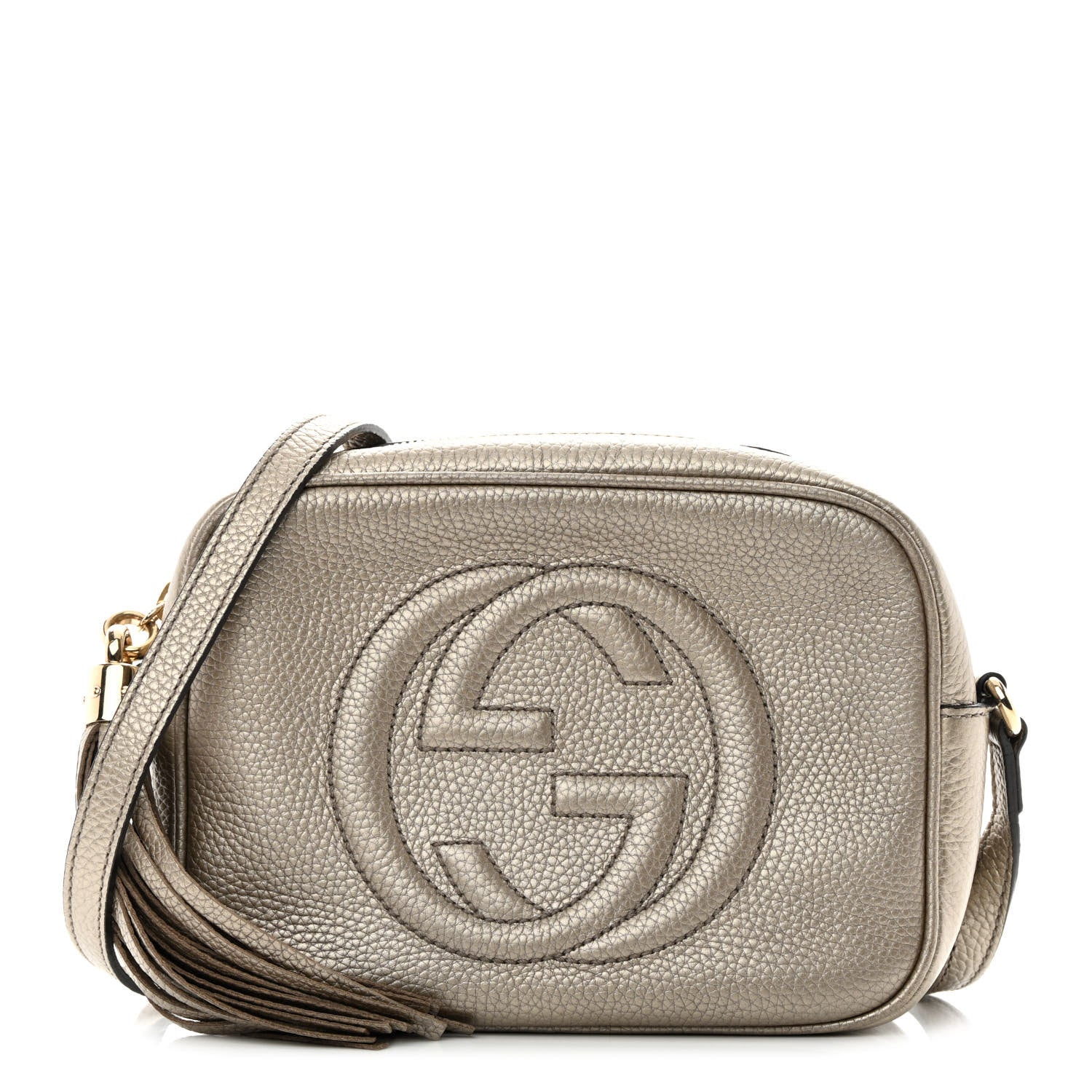 Gucci Metallic Pebbled Calfskin Small Soho Disco Bag Golden Beige 1 of 10