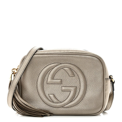 Gucci Metallic Pebbled Calfskin Small Soho Disco Bag Golden Beige 1 of 10