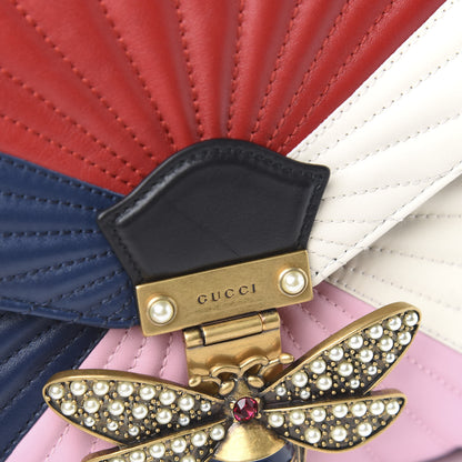 Gucci Calfskin Bamboo Trapuntata Queen Margaret Top Handle Bag Blue Agata Hibiscus Red Mystic White Sugar Pink 12 of 12