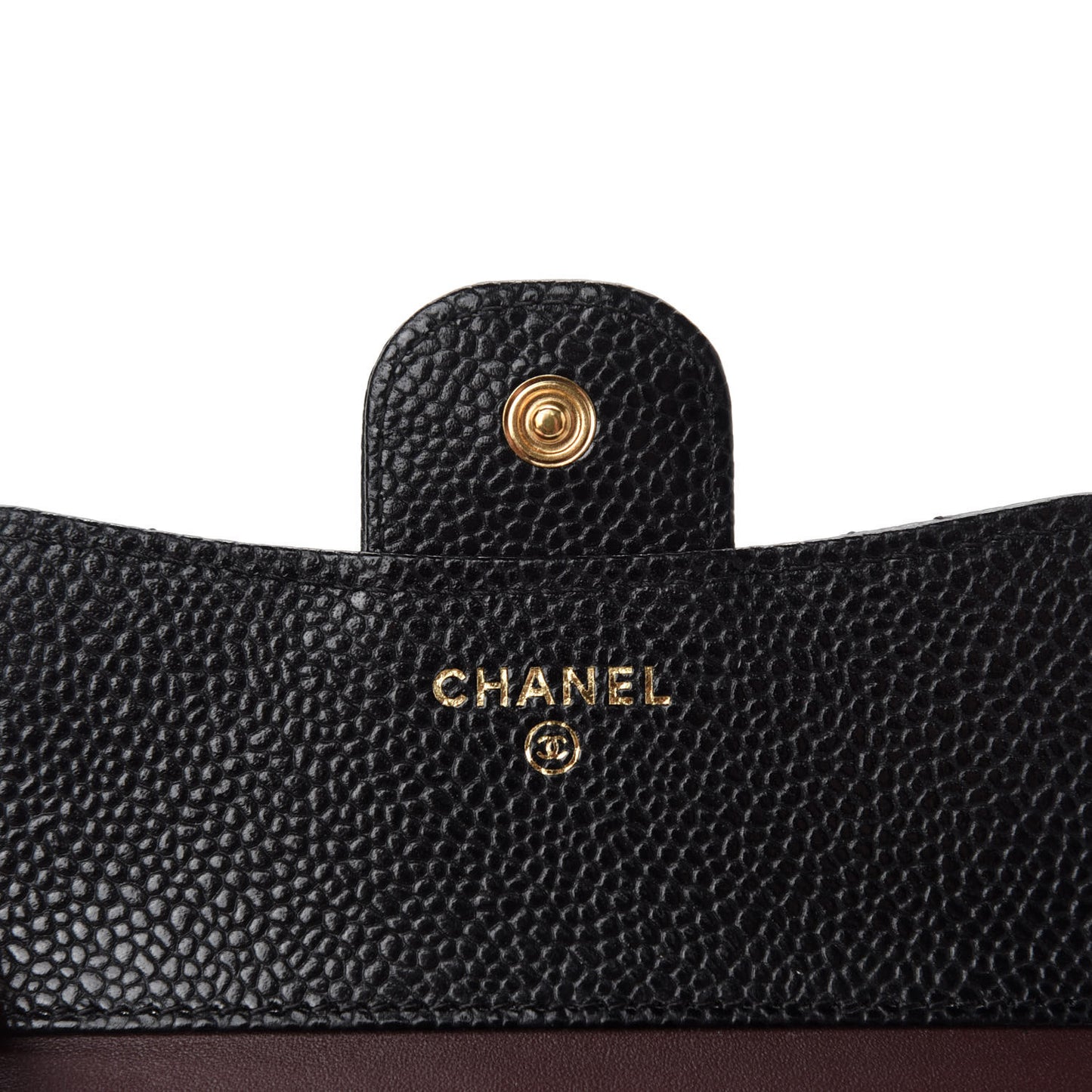 Caviar Quilted Compact Flap Wallet Black