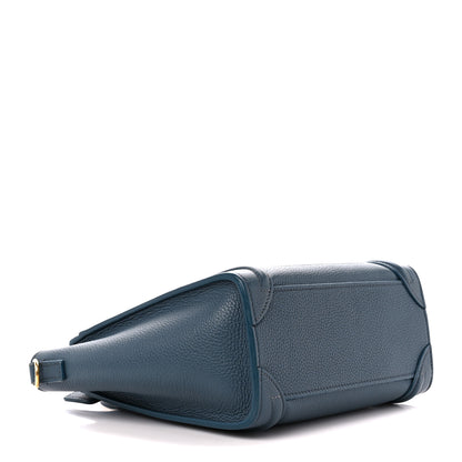 Celine Drummed Calfskin Nano Luggage Petrol 4 of 14