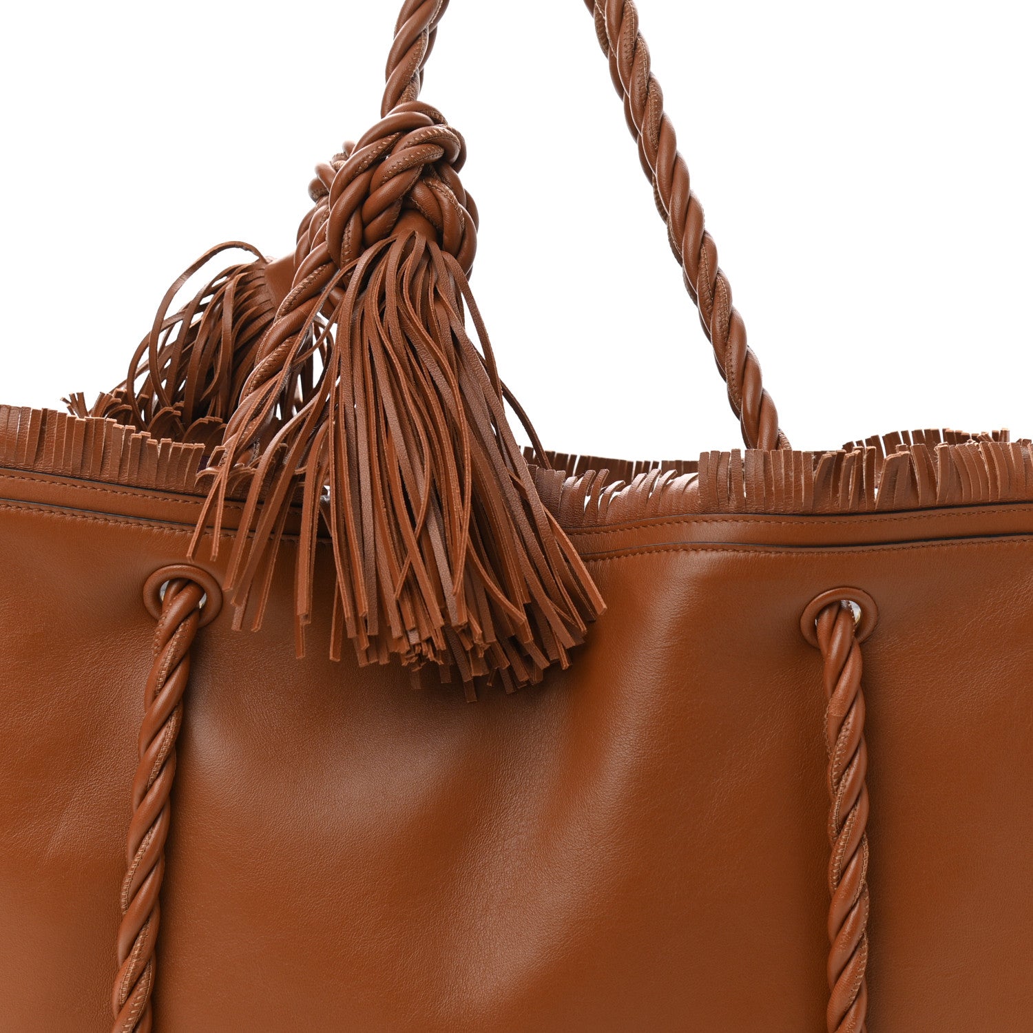 Valentino Garavani Calfskin The Rope Shopper Tan 9 of 11