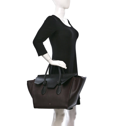 Celine Smooth Calfskin Large Bi-Color Tie Knot Tote Black Burgundy 2 of 10