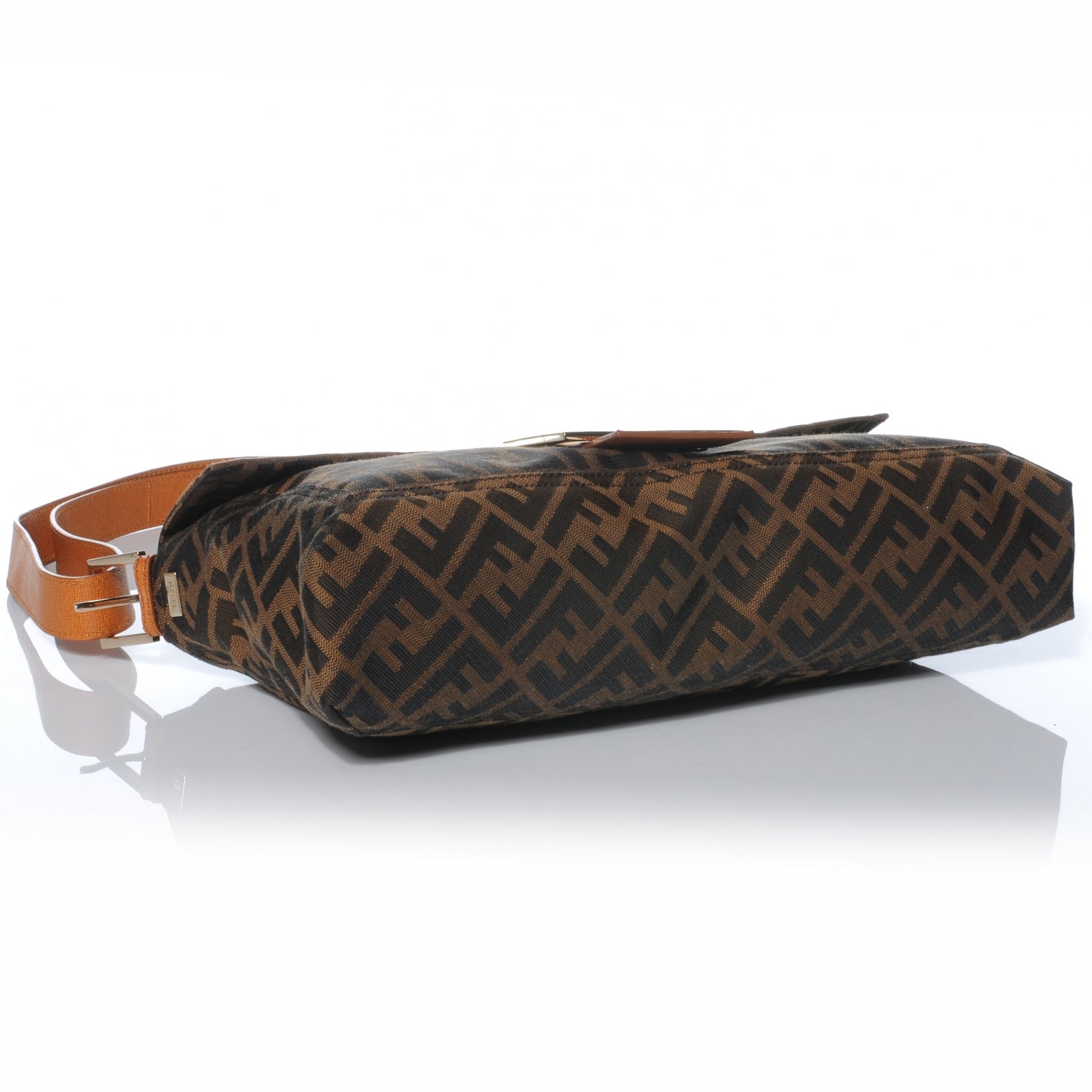 Fendi Zucca Vitello Elite Messenger Baguette Tobacco Ocra 4 of 8