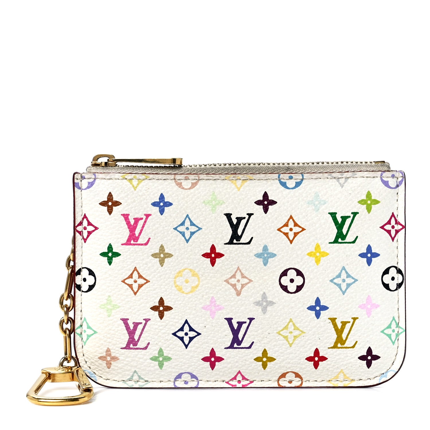 Louis Vuitton Monogram Multicolor Key Pouch White Litchi 1 of 10
