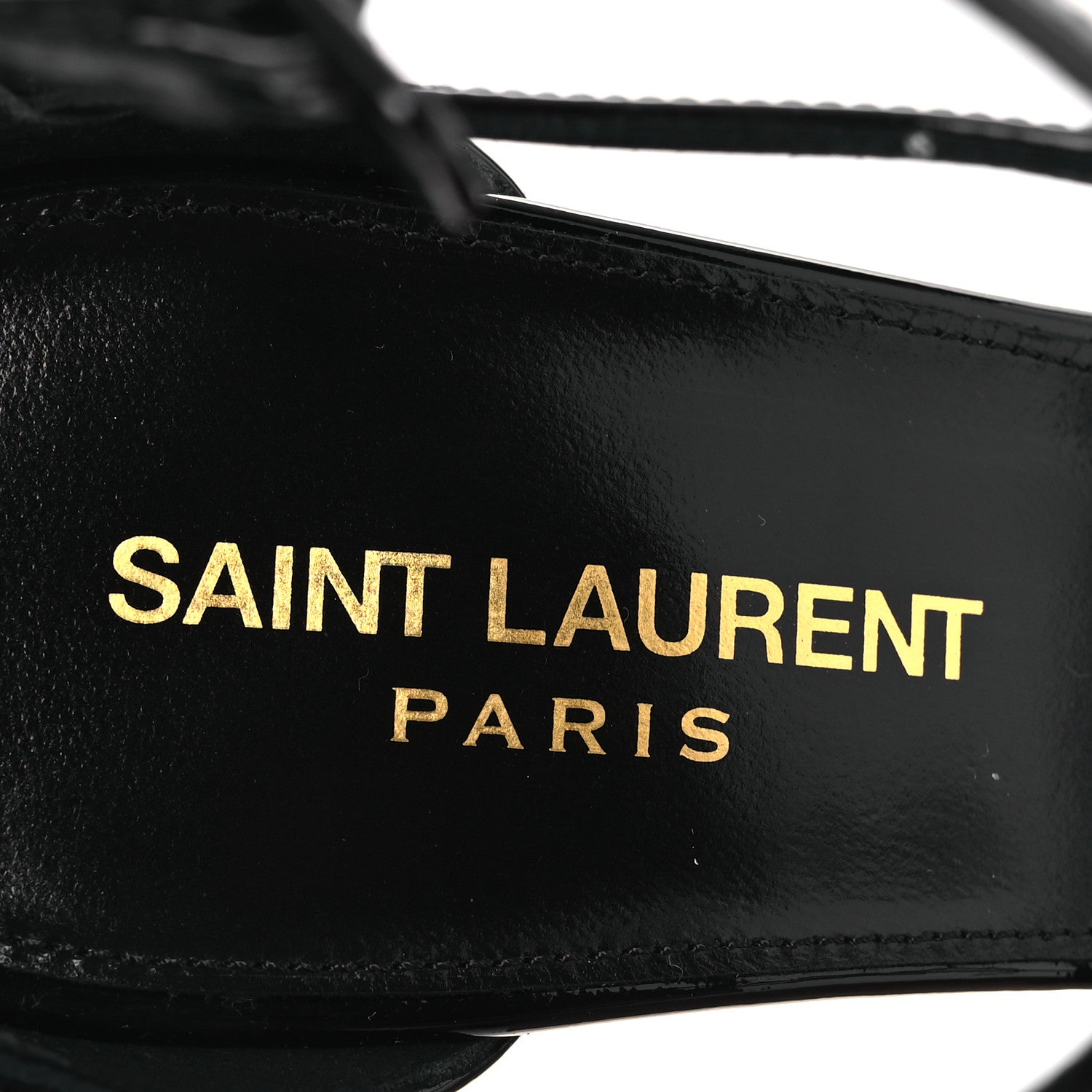 Saint Laurent Patent Cassandra 100 Ankle Strap Sandals 38.5 Black 9 of 13
