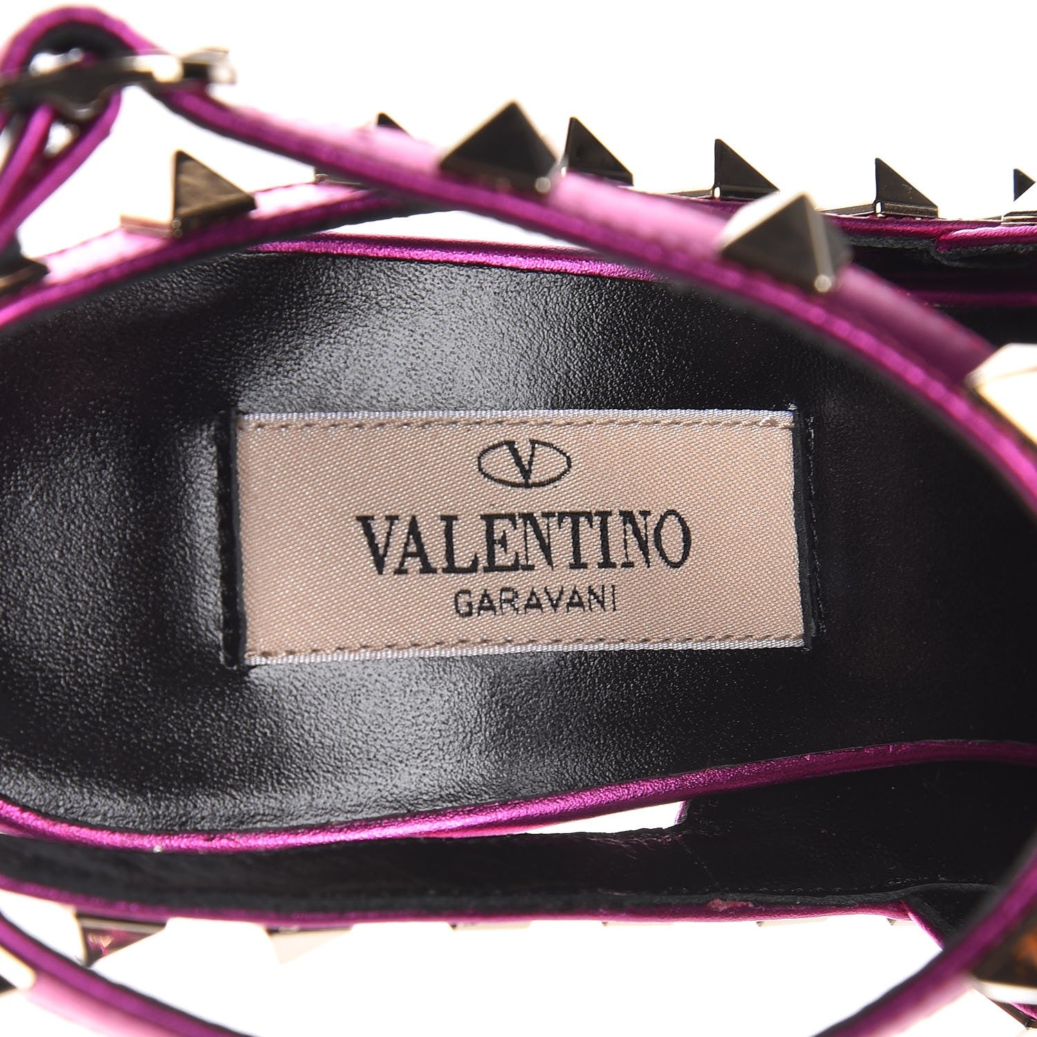 Valentino Garavani Metallic Pebbled Calfskin Rockstud Ankle Strap Pumps 36 Peony 7 of 8