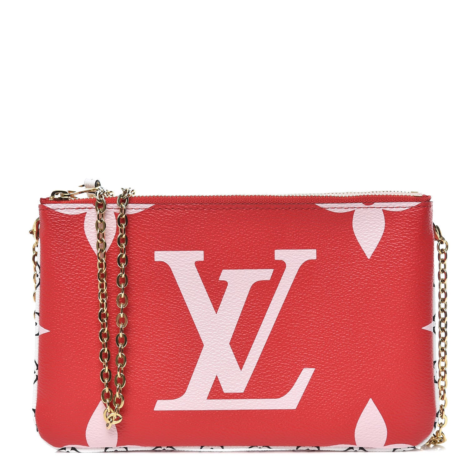 Louis Vuitton Monogram Giant Double Zip Pochette Rouge 1 of 12
