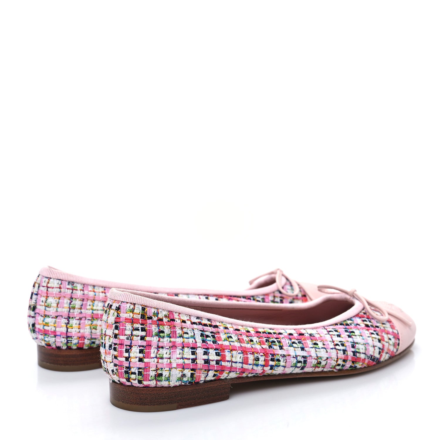 Chanel Tweed Patent Cap Toe Ballerina Flats 35.5 Pink 4 of 8