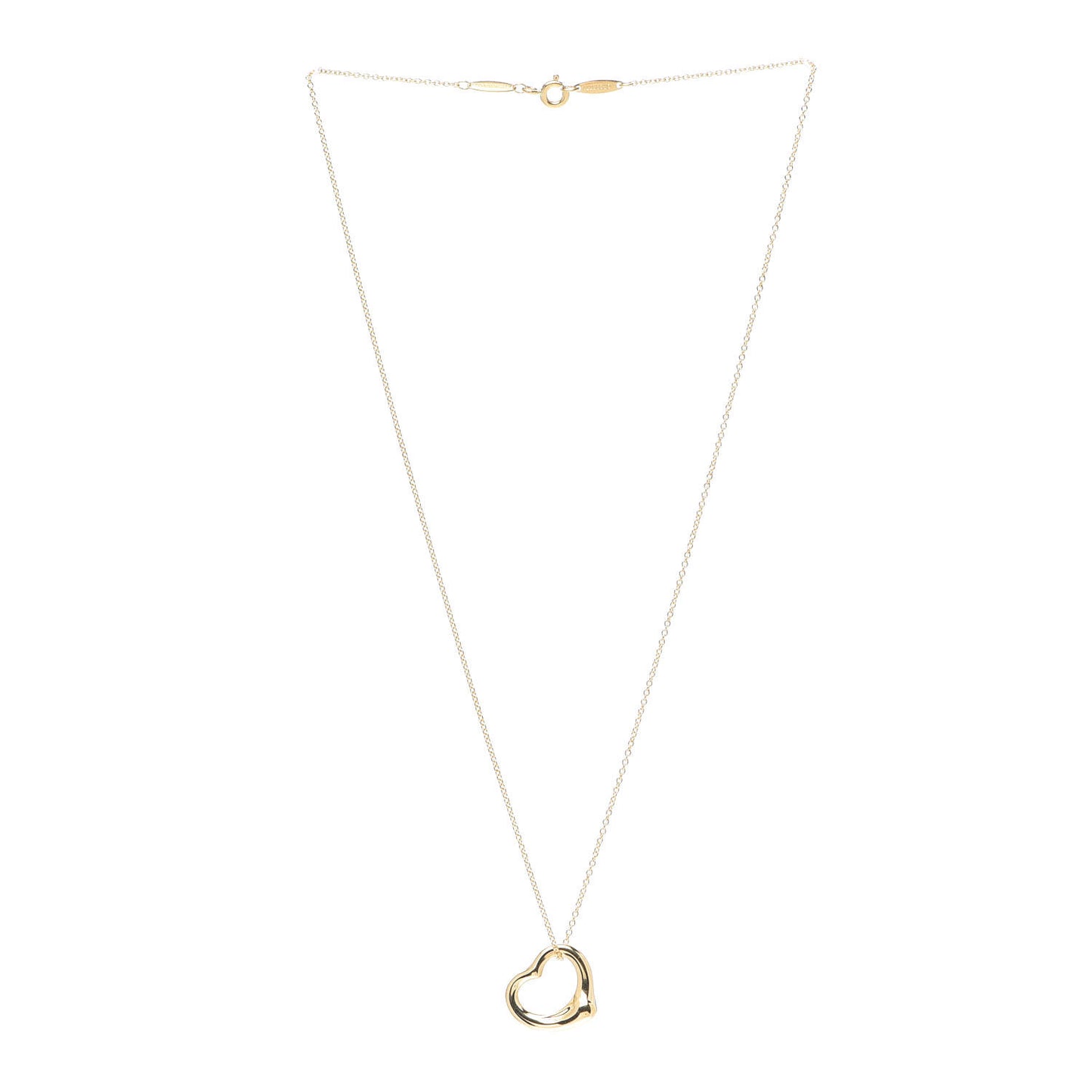 18K Yellow Gold 16mm Elsa Peretti Open Heart Pendant Necklace
