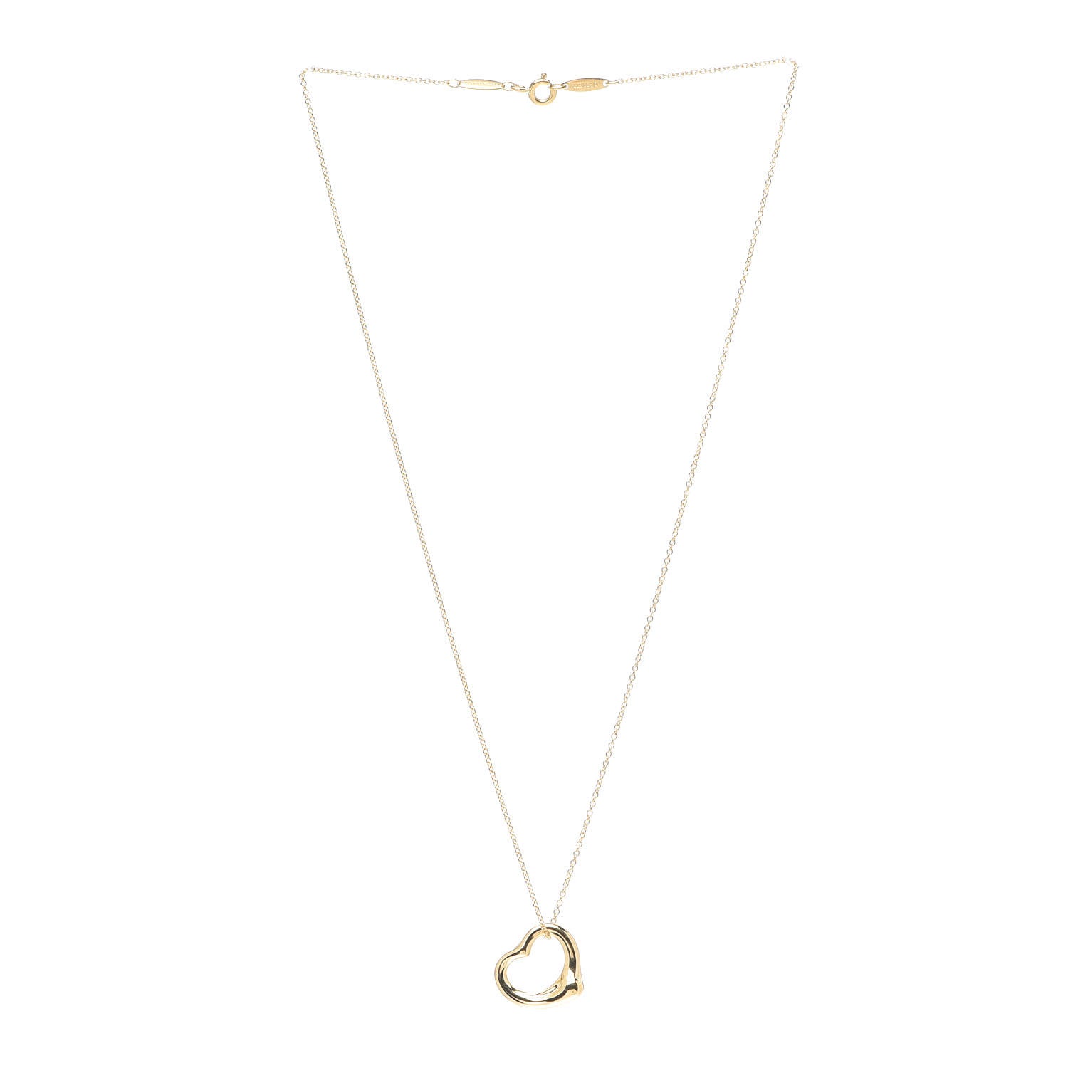 Tiffany 18K Yellow Gold 16mm Elsa Peretti Open Heart Pendant Necklace 3 of 6
