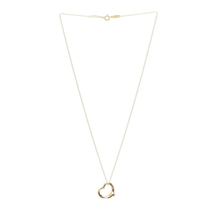 Tiffany 18K Yellow Gold 16mm Elsa Peretti Open Heart Pendant Necklace 3 of 6