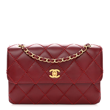 Chanel Calfskin Quilted Medium Wild Stitch Flap Burgundy 1 of 12