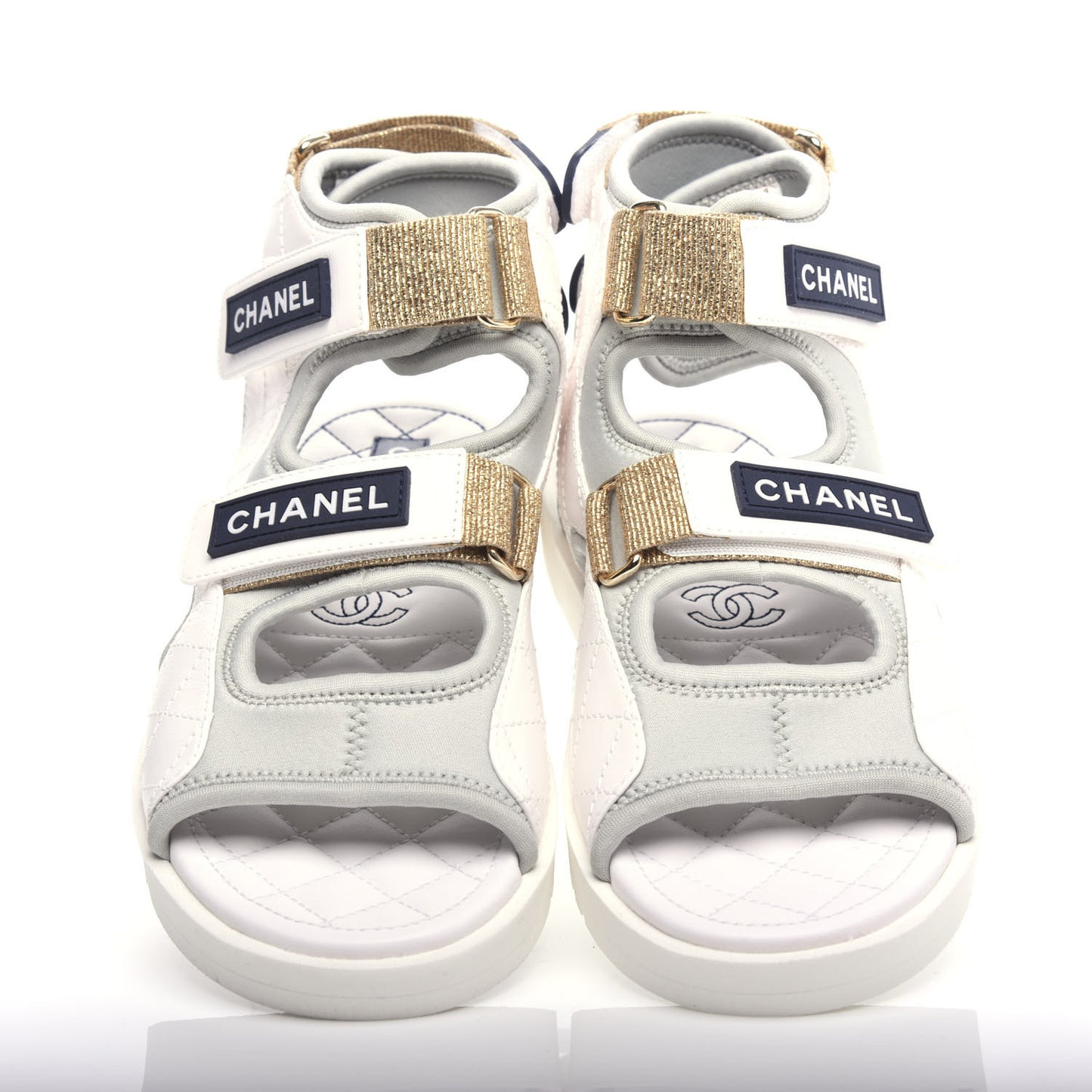 Goatskin Fabric Gladiator Sandals 36.5 Grey Navy Blue