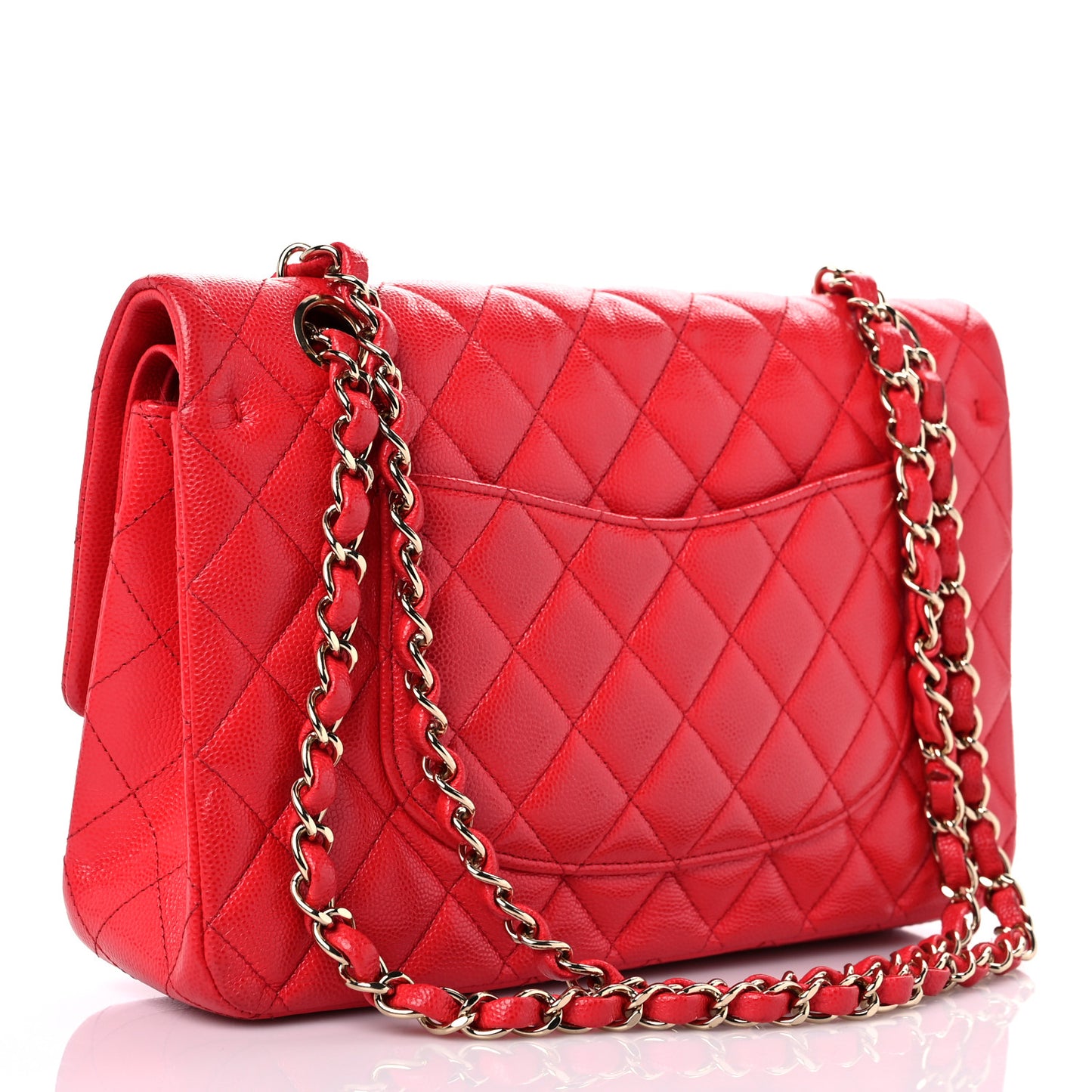 Caviar Quilted Medium Double Flap Red