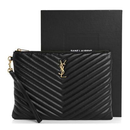 Saint Laurent Calfskin Matelasse Monogram Cassandre Tablet Pouch Black 10 of 10