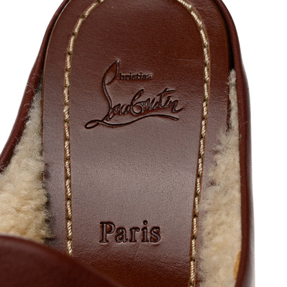 Christian Louboutin Calfskin Shearling Joan 130 Platform Mules 36 Burgundy 6 of 8