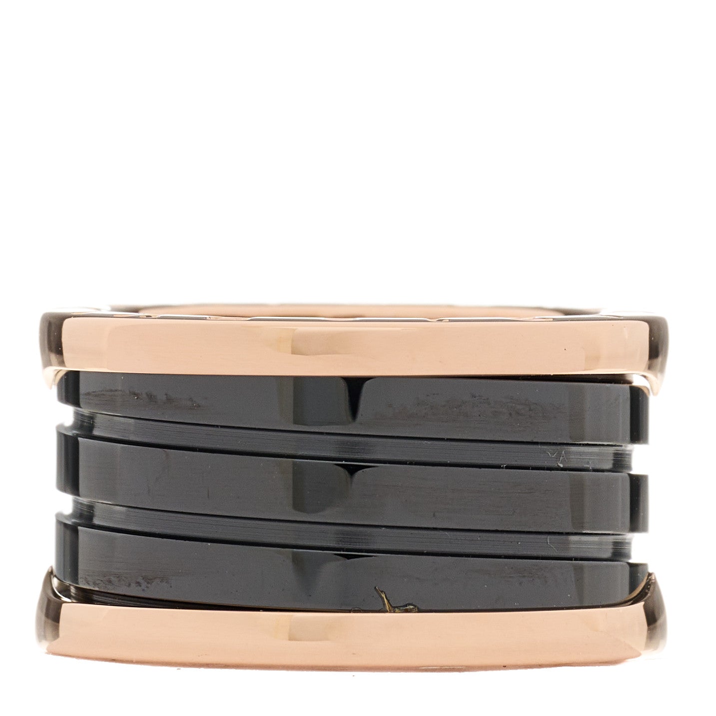 18K Rose Gold Black Ceramic B.Zero1 Four-Band Ring 53 6.25