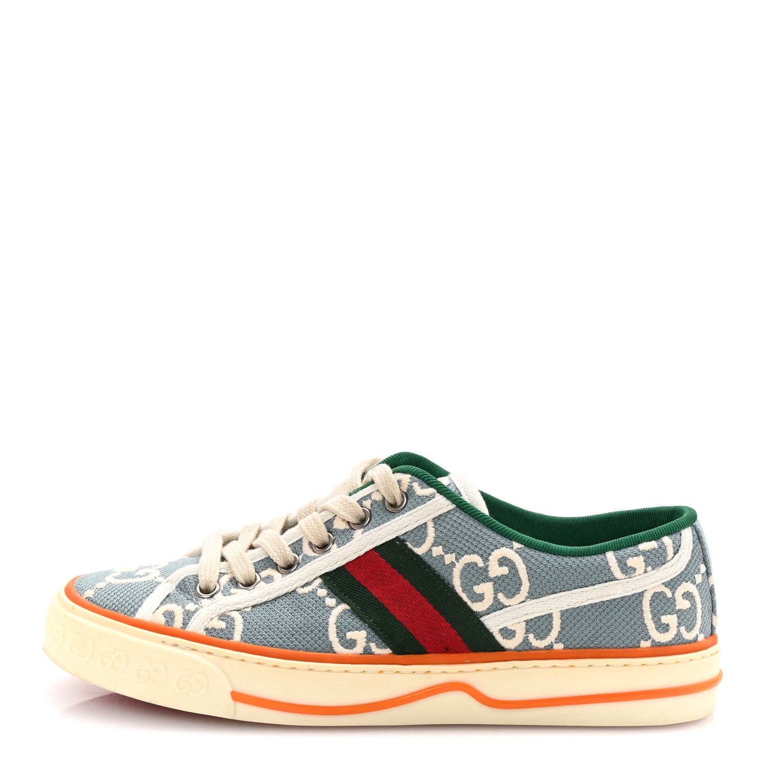 Gucci Cotton GG Monogram Web Womens 1977 Tennis Sneakers 37 Philod Ivory Mystic White 1 of 9