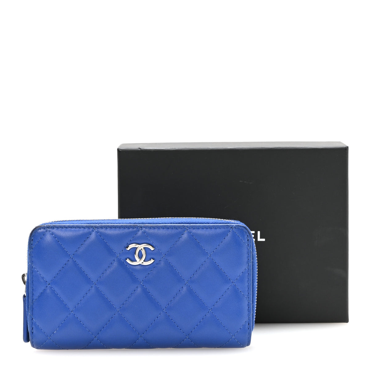 Chanel Lambskin Quilted Medium Zip Around Wallet Blue 9 of 9