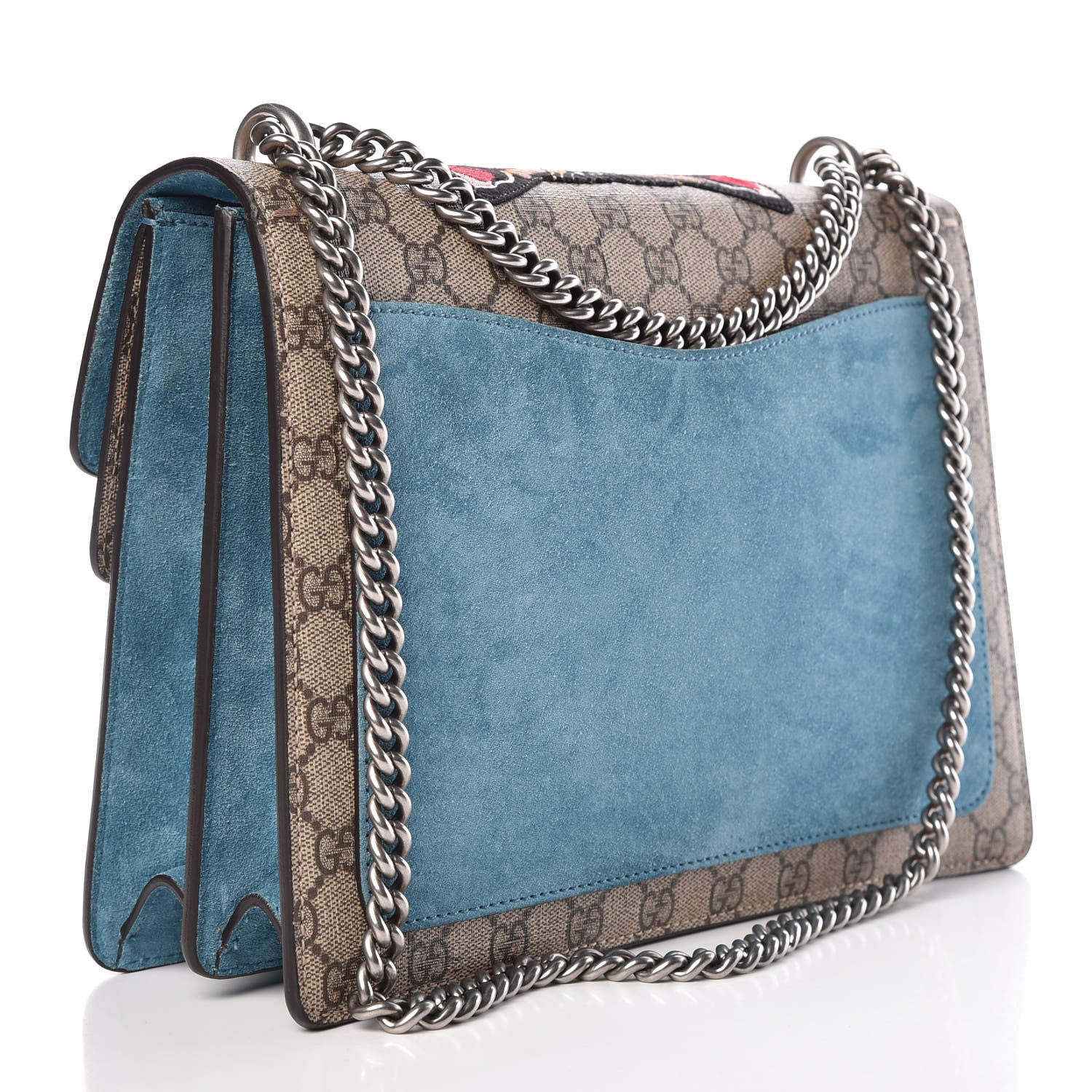 Gucci GG Supreme Monogram Angry Cat Embroidered Medium Dionysus Shoulder Bag Beige Ultramarine 4 of 16