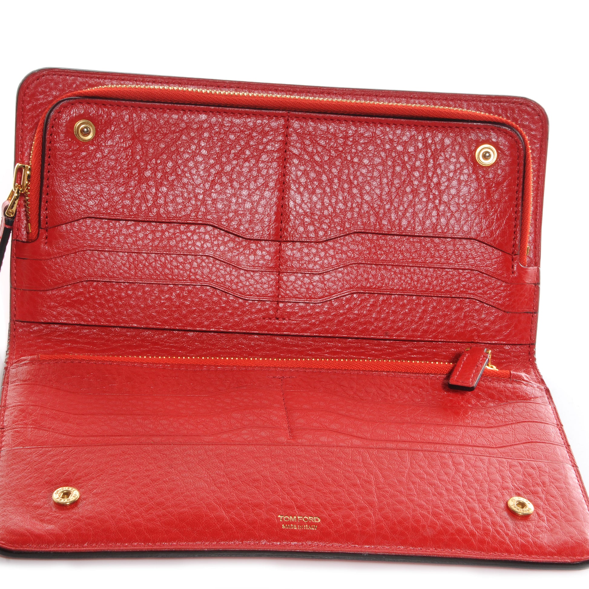 Tom Ford Leather Snap Front Continental Wallet Red Flame 5 of 8