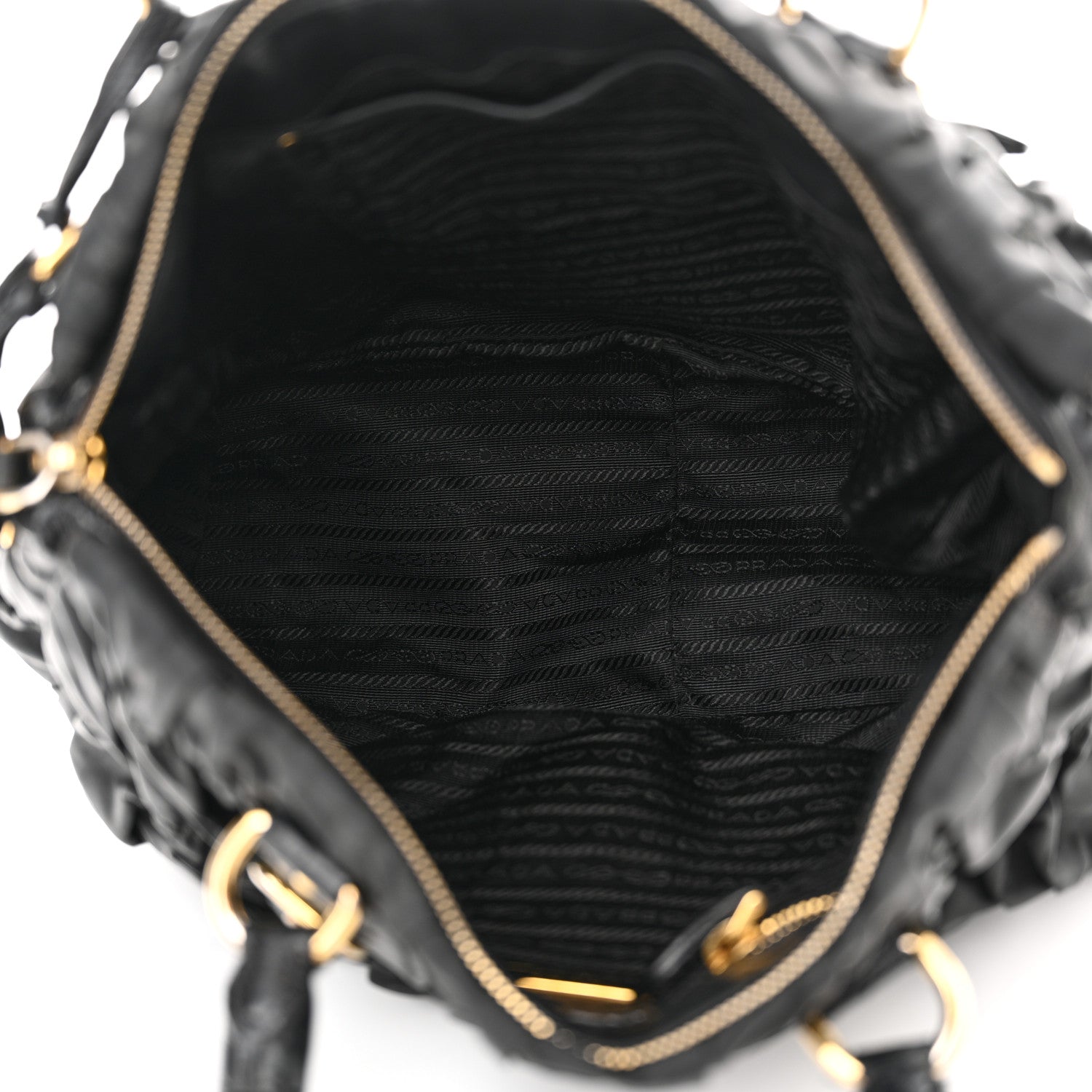 Prada Tessuto Nylon Nappa Braided Gaufre Shopping Satchel Black 5 of 19
