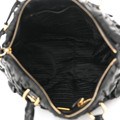 Prada Tessuto Nylon Nappa Braided Gaufre Shopping Satchel Black 5 of 19