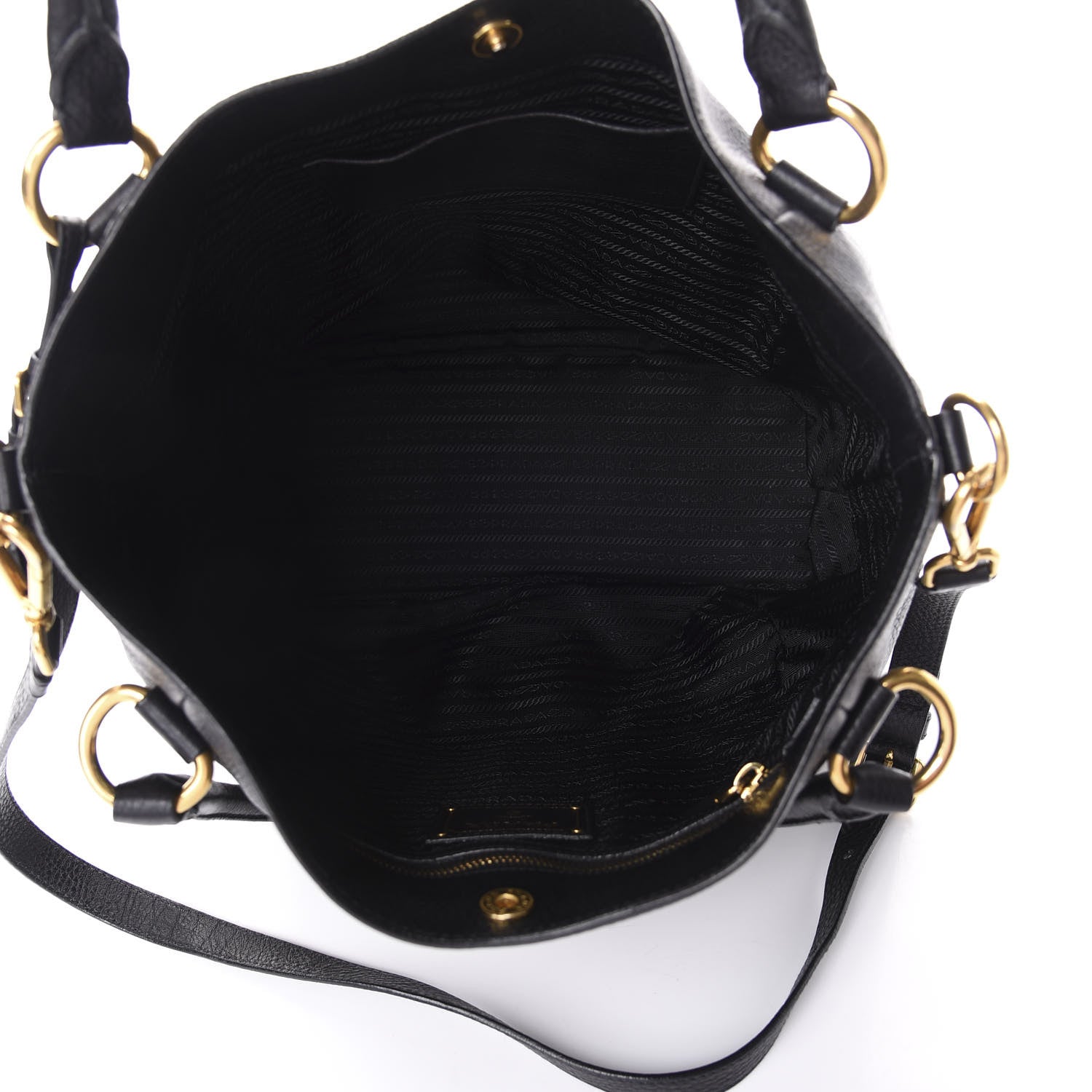 Prada Vitello Daino Side Pocket Tote Black 5 of 9