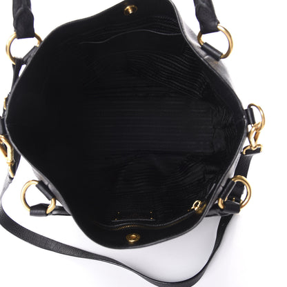 Prada Vitello Daino Side Pocket Tote Black 5 of 9