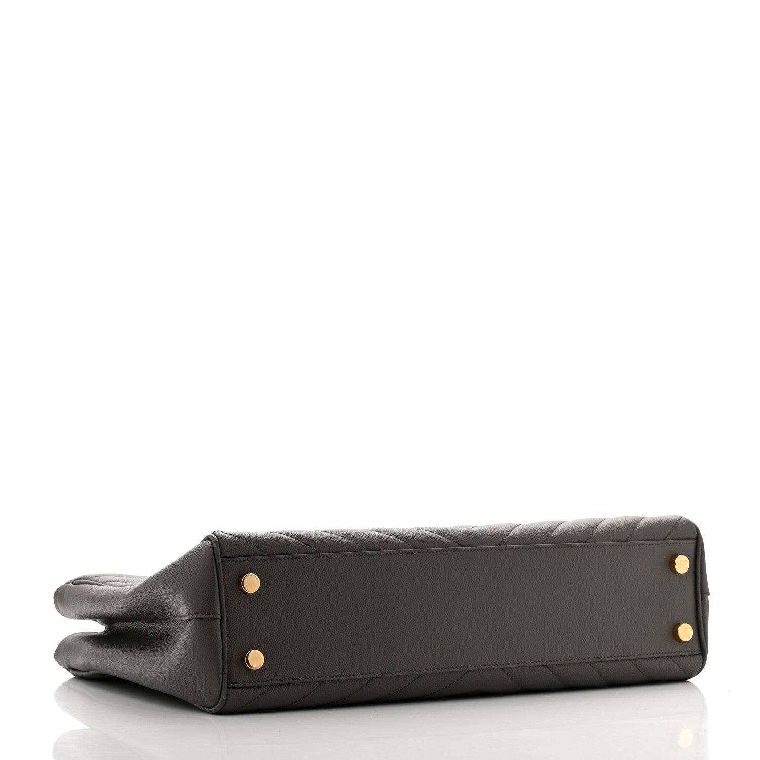 Saint Laurent Grain De Poudre Matelasse Chevron Monogram Shopping Bag Fog 4 of 14