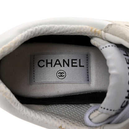 Chanel Calfskin Suede Coco Mark Logo Womens Sneakers 35.5 White 8 of 10