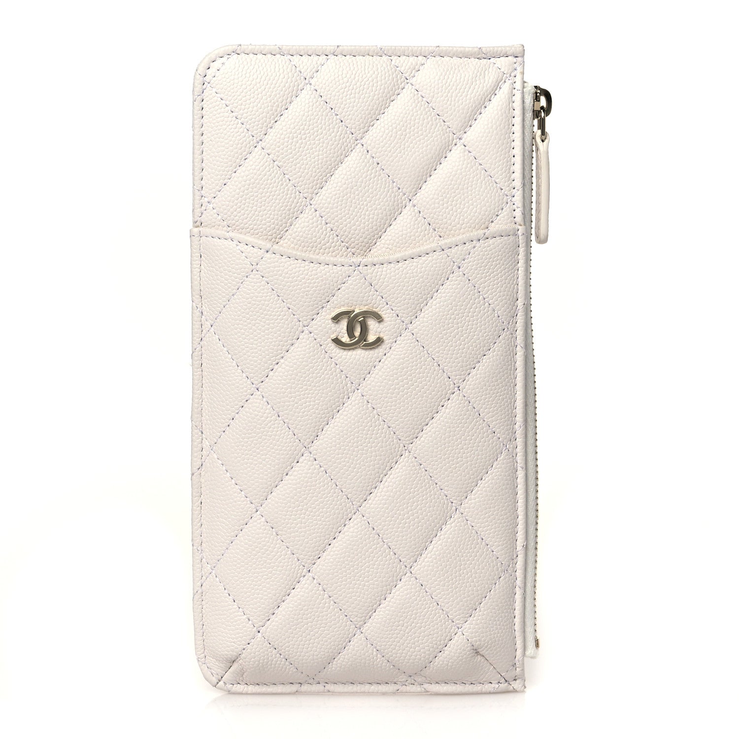 Chanel Caviar Quilted Classic Flat Wallet Pouch White 1 of 8