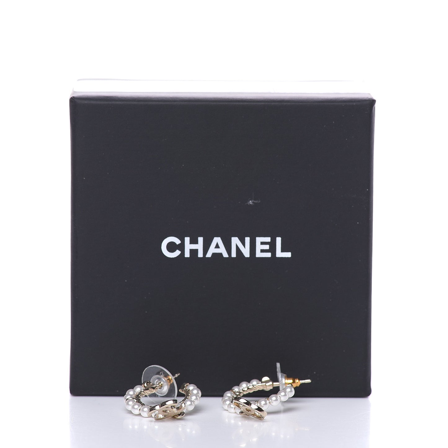 Pearl Charms CC Hoop Earrings Gold