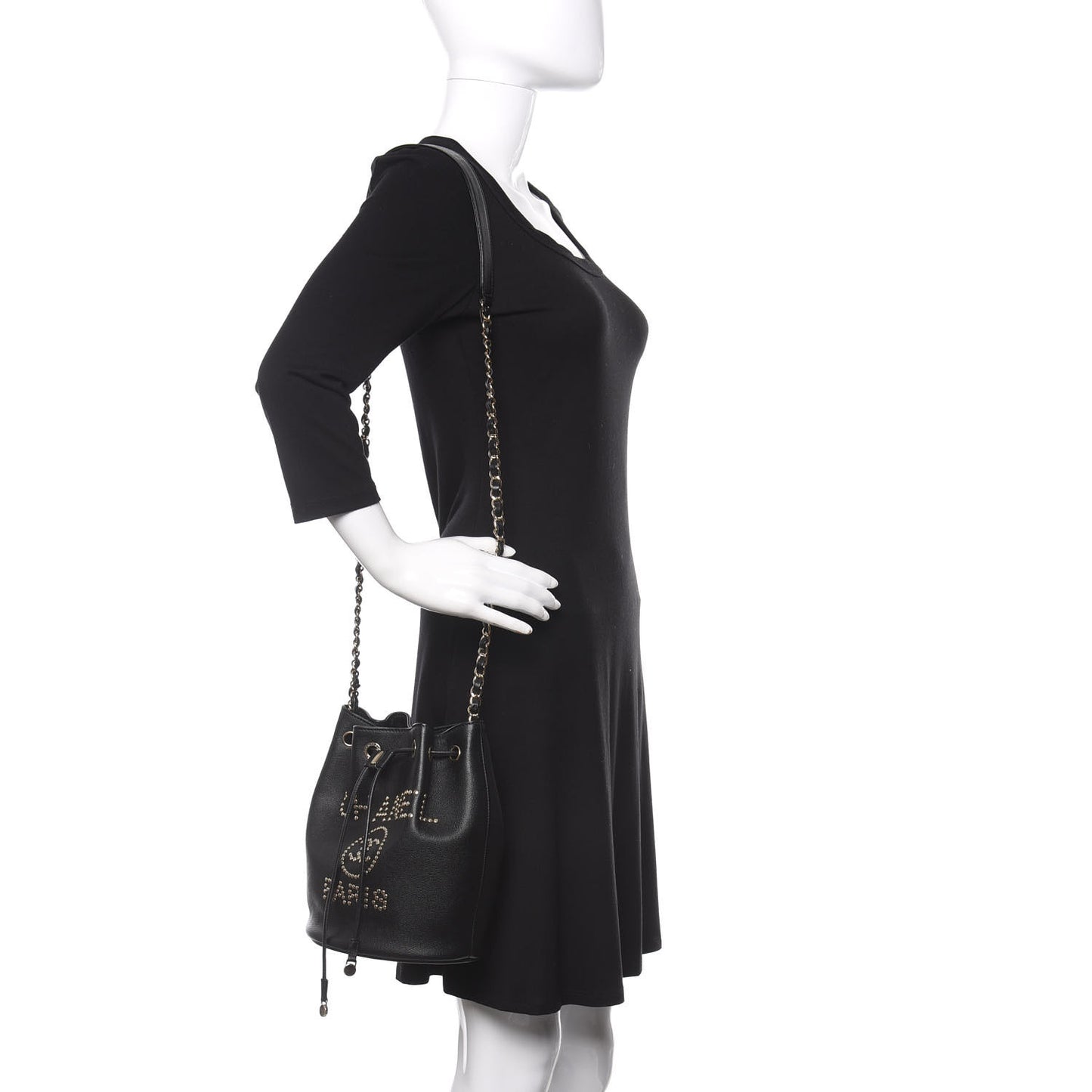 Caviar Deauville Drawstring Bucket Bag Black