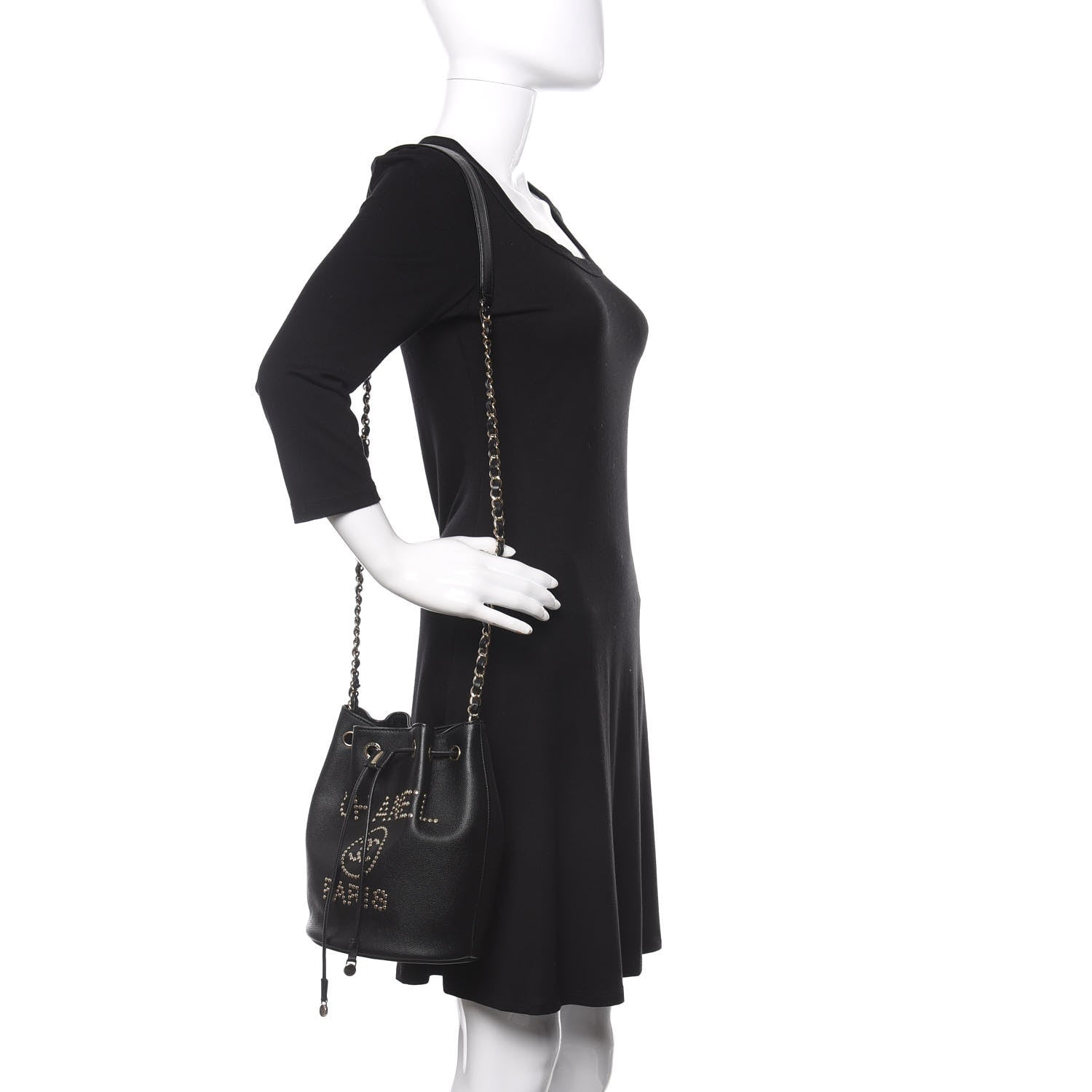 Chanel Caviar Deauville Drawstring Bucket Bag Black 2 of 10